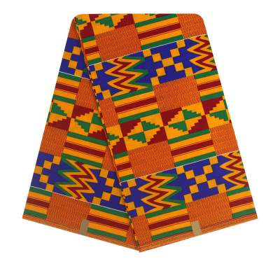 High Quality African Cotton Kente Wax Prints Fabric Colorful Classical Geometric Patterns Fabric