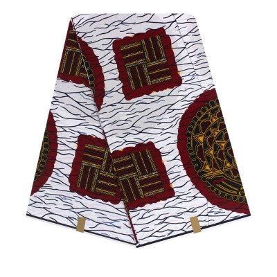 White African Polish Cotton Fabric Brick Red Pattern African Ankara Style Materials Fabric