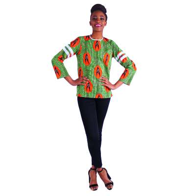 Autumn new fashion  african wax print kitenge long sleeve shirts for women