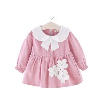 Autumn Lotus leaf collar long sleeve spring children dress summer 2 years baby girl cotton dress